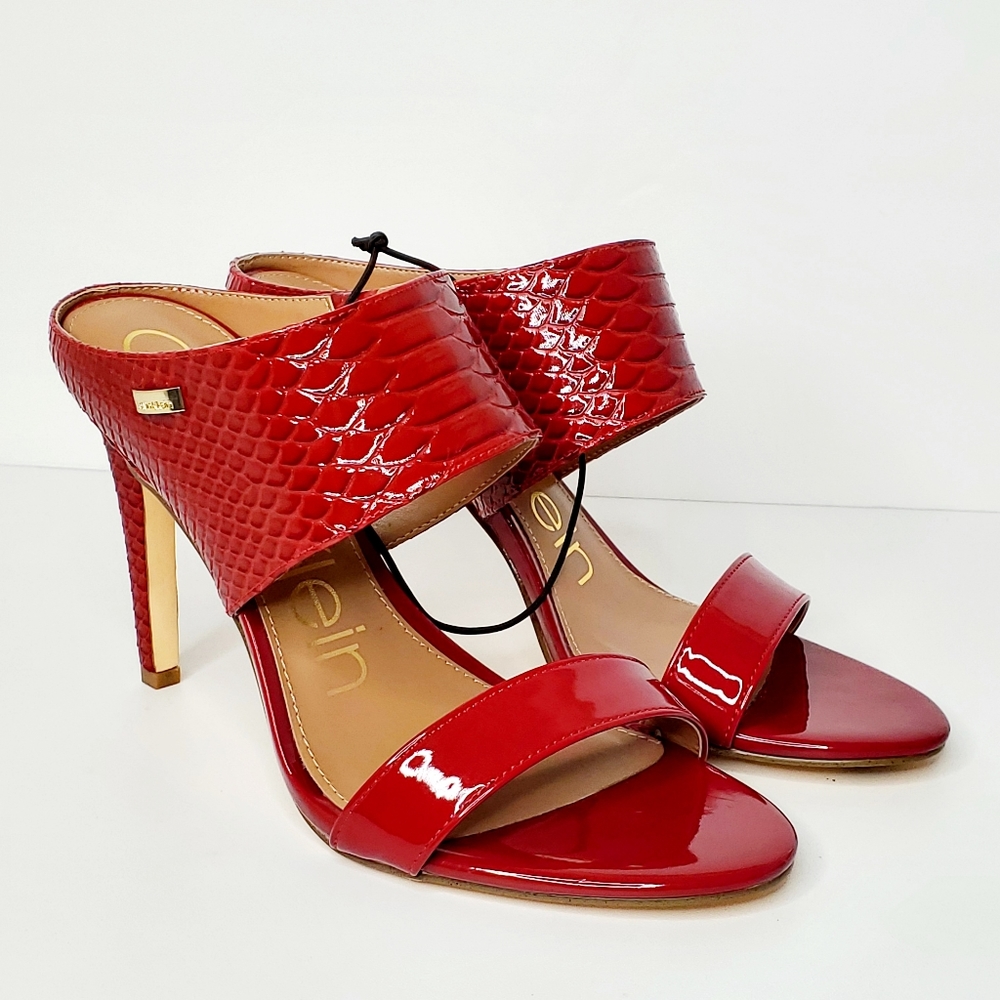 Calvin Klein Women's Cecily Red Dress Sandals Size 8, heel 3.5 inches,never worn